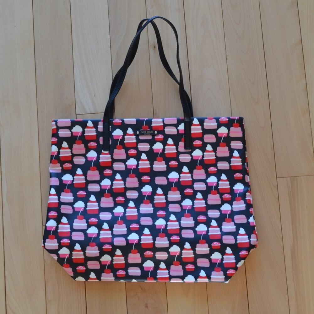 Kate Spade Cherry Dessert Shoulder Tote Bag Black Pink